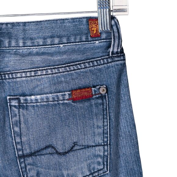 7 For All Mankind Jeans Womens Blue Bootcut Distressed Low Rise Denim Size 10/26 - Picture 11 of 11